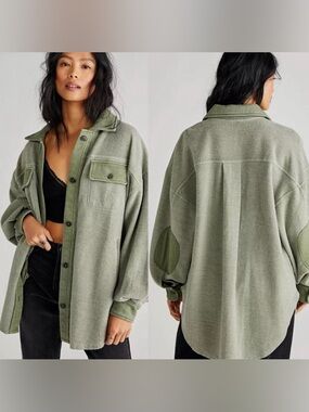 Free People Ruby washed Green Utility Shacket